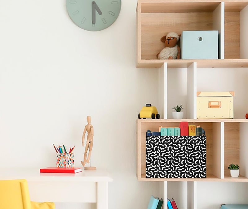 CLOCOR Rectangular Storage Basket Empty,Gift Basket,Waterproof Storage Bin with Handles,Room Decor(Unique Bat) - Image 5